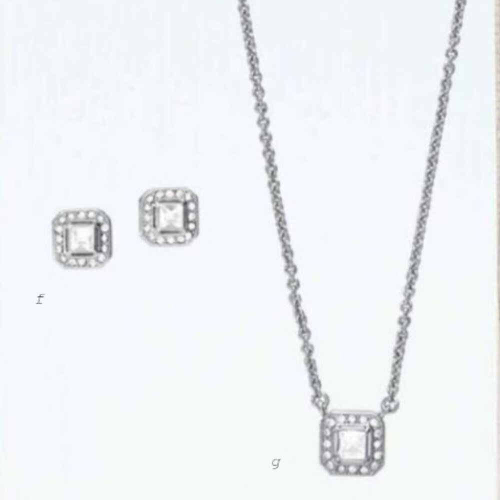 NEW Chloe + Isabel Crystal Square Pendant Necklace and Stud Earrings Set